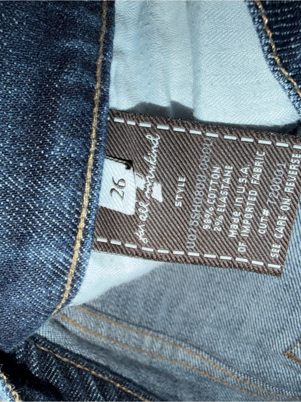 Seven For All Mankind Two-Tone Blue Denim Jeans with Gold Script - Picture 5 of 5